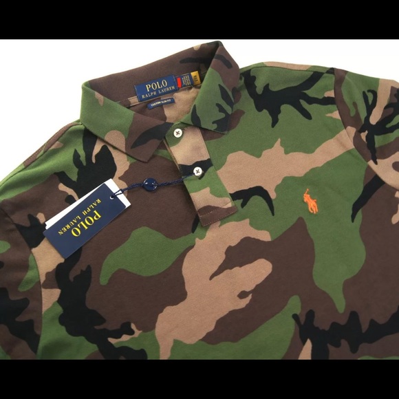 POLO RALPH LAUREN Men's Custom Slim Fit Green Multi Camo Mesh Polo Shirt Sz. M&L - Picture 2 of 3